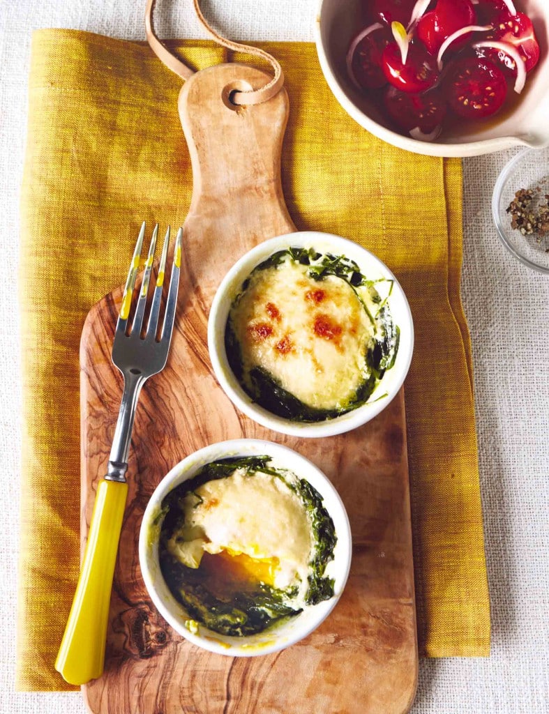 baked eggs and spinach