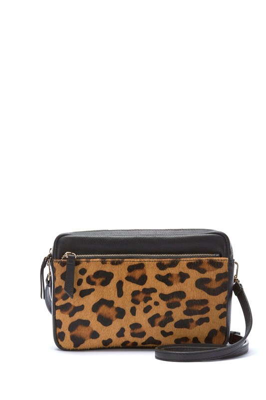 Poppy camera bag in leopard print